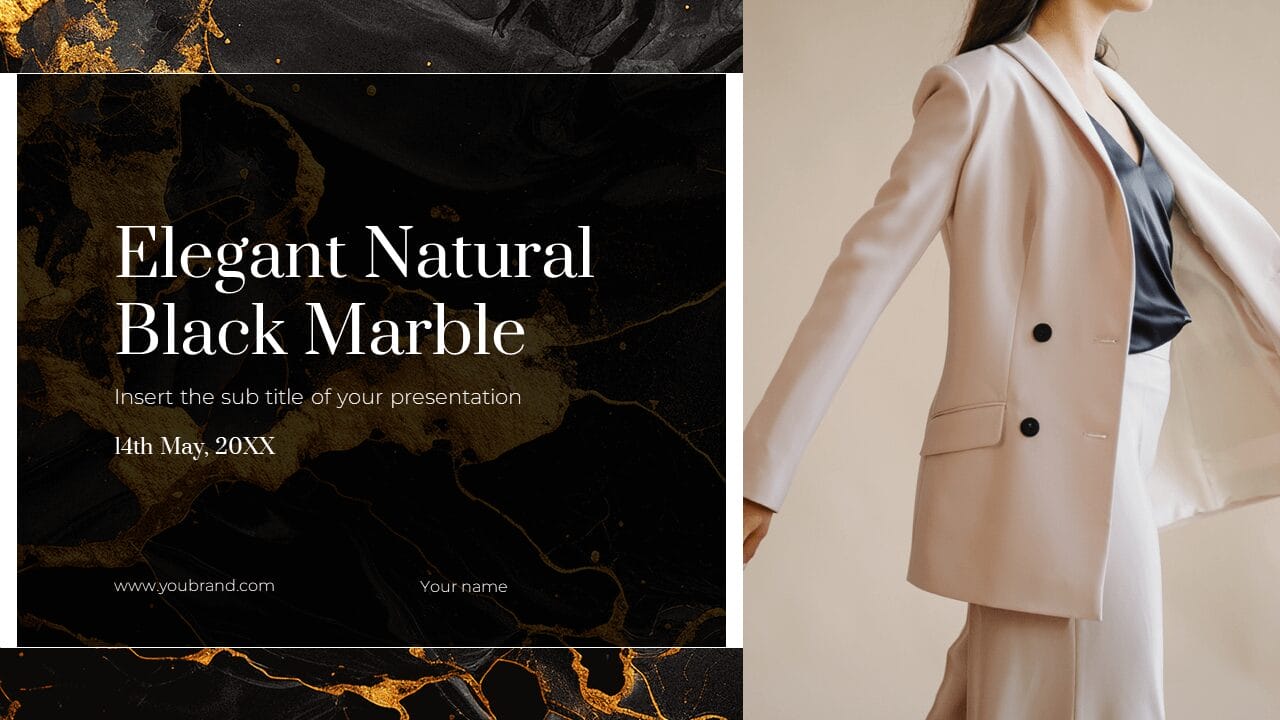 Elegant Natural Black Marble Google Slides Powerpoint Templates