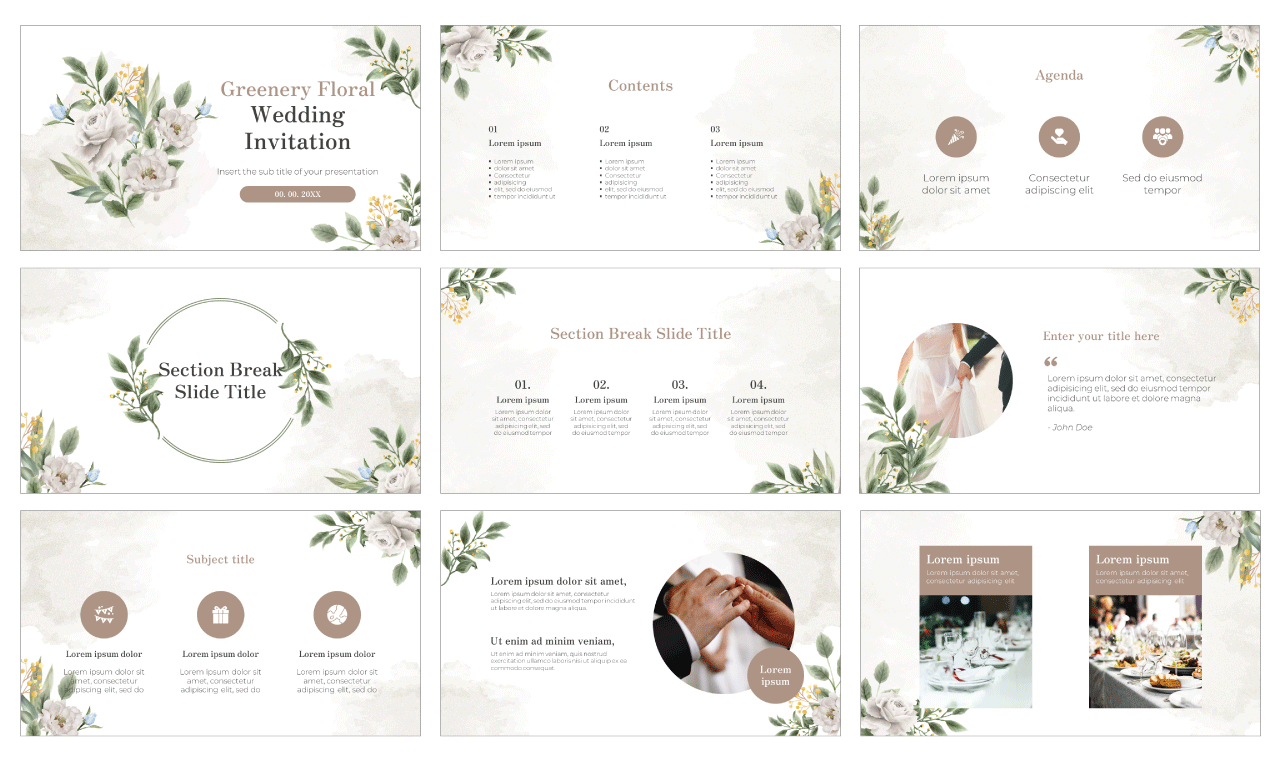 Floral Wedding Invitation Free Google Slides Themes PowerPoint Templates