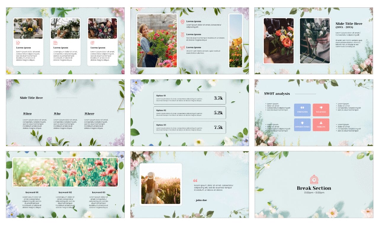 Flower Presentation Design Google Slides PowerPoint Templates