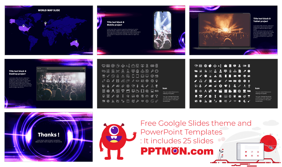 Powerpoint Themes Led Light Effect Presentation Templates - Google Slides & PowerPoint
