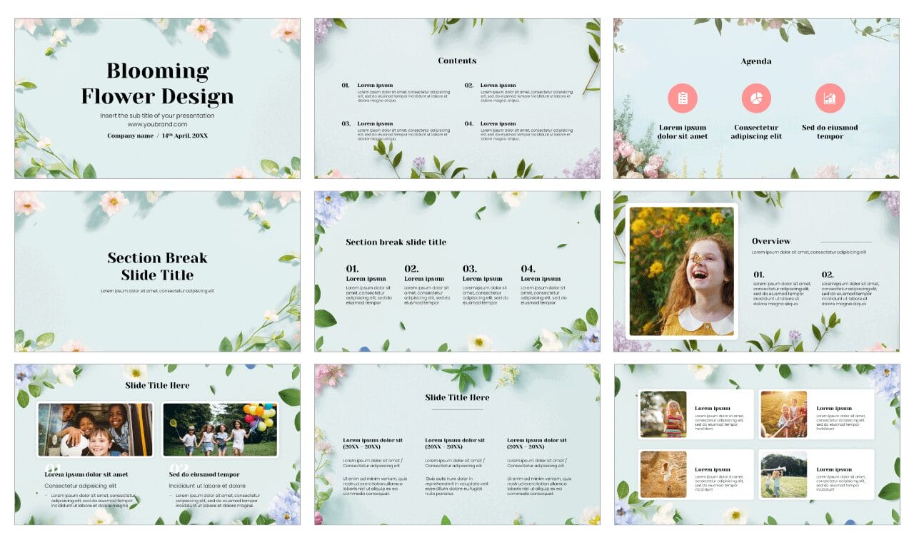 Spring Flower Design Free Google Slides Theme PowerPoint Template
