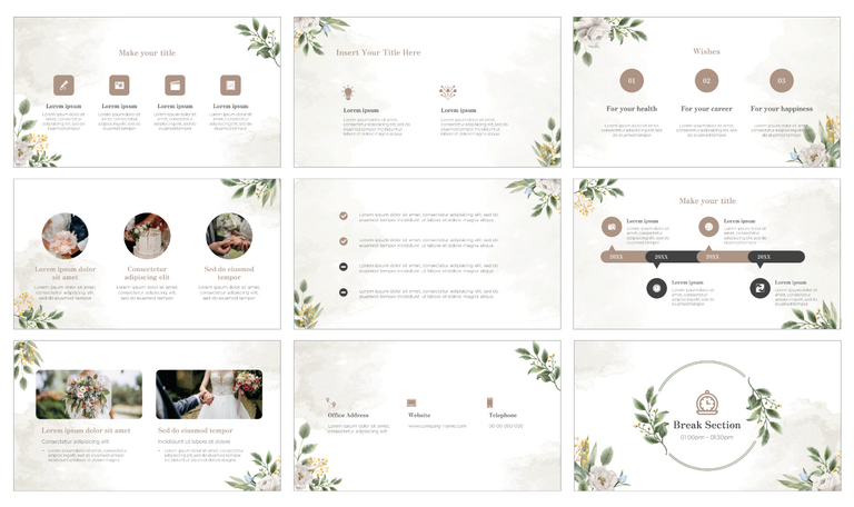 Greenery Floral Wedding Invitation Google Slides Ppt Templates