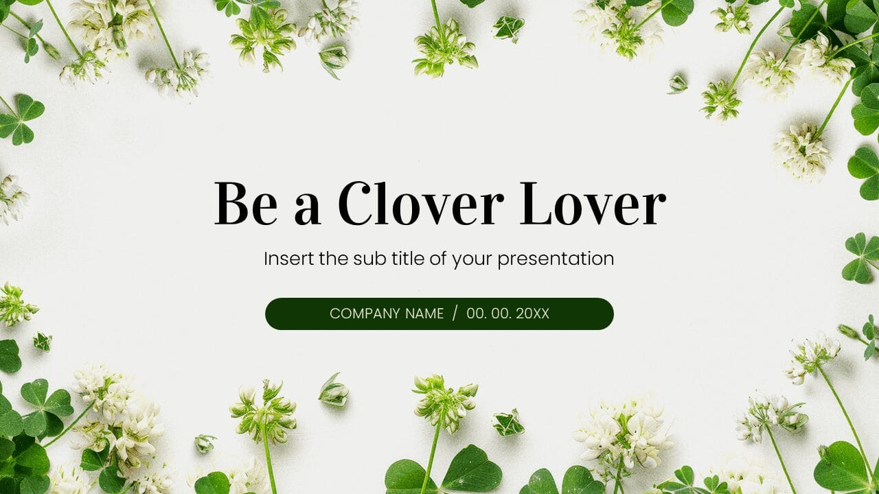 Be A Clover Lover Free Google Slides Theme PowerPoint Template