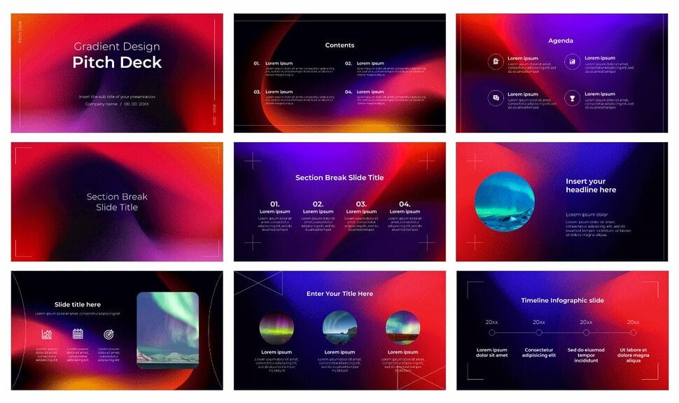 Gradient Design Pitch Deck Google Slides PowerPoint Templates