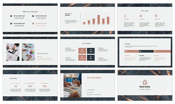Marble Style Project Proposal Google Slides PowerPoint Templates
