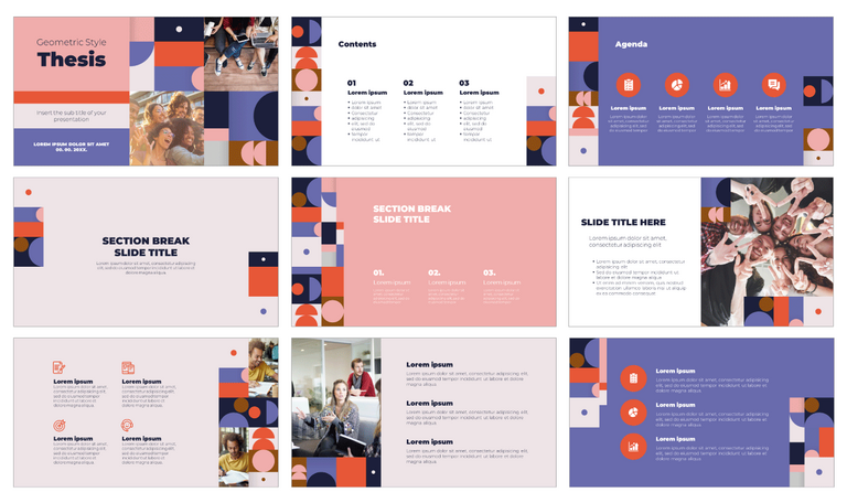 Geometric Style Thesis Google Slides Theme PowerPoint Template