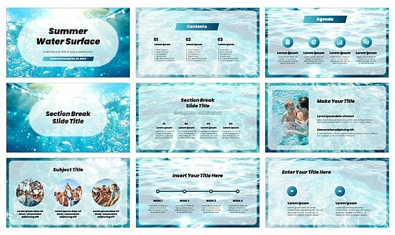 Summer Water Surface Google Slides Theme PowerPoint Template