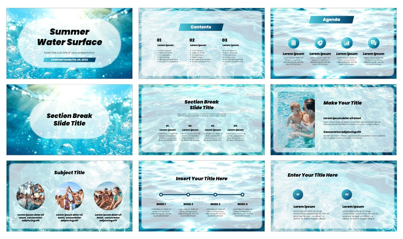 Swimming Pool Google Slides Themes PowerPoint Templates
