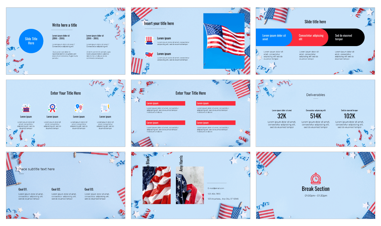 US Independence Day Presentation Google Slides PowerPoint Template