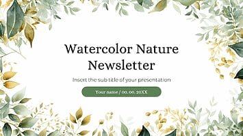 Watercolor Nature Newsletter Google Slides PowerPoint Templates