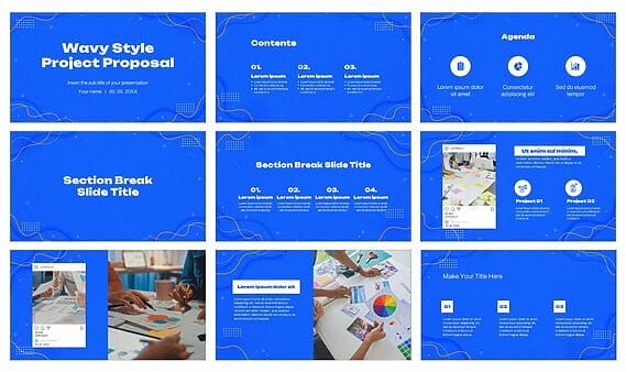 Wavy Style Project Proposal Google Slides PowerPoint Templates