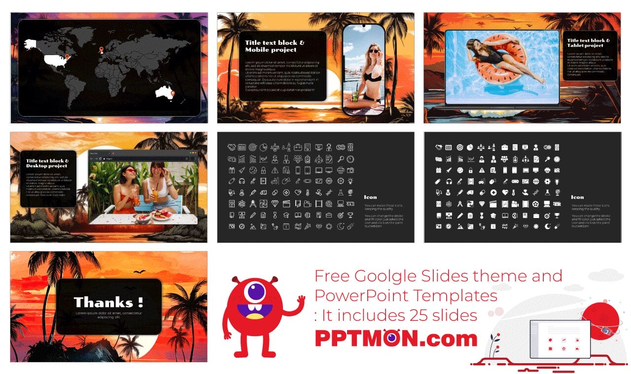 Summer Sunset Background Design Google Slides Themes PowerPoint Templates