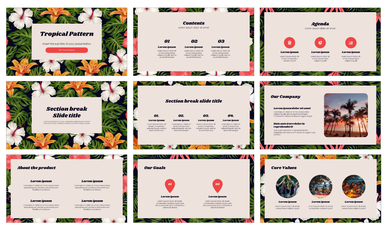 Tropical Pattern Free Google Slides Theme PowerPoint Template