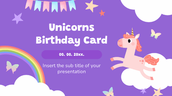 Unicorns Birthday Card Google Slides Theme PowerPoint Template