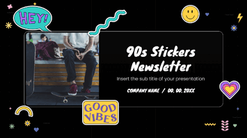 90s Stickers Newsletter Free Google Slides PowerPoint Templates