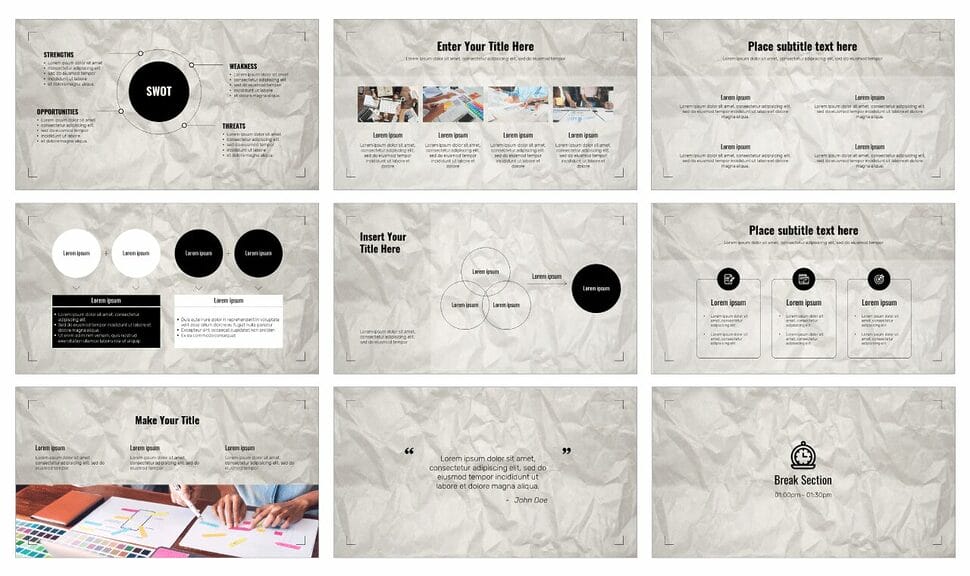 Wrinkled Paper Presentation Templates -Google Slides PowerPoint