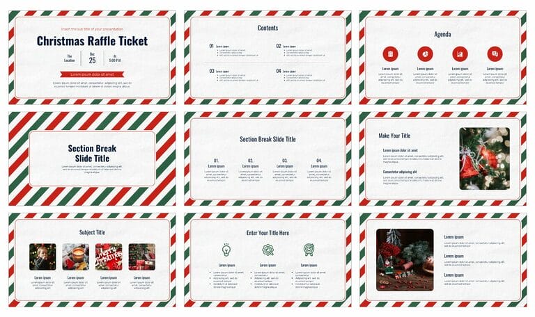 Google A Raffle Presentation Example Christmas Raffle Ticket Google Slides Theme PowerPoint Template