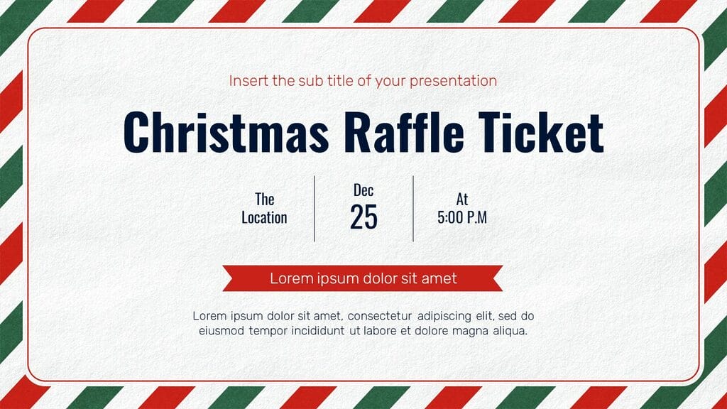 Google A Raffle Presentation Example Raffle Ticket - Free Powerpoint templates and Google Slides themes