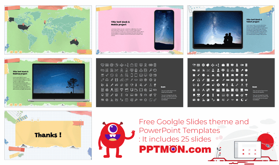 Ripped Paper Art Google Slides Themes PowerPoint Templates