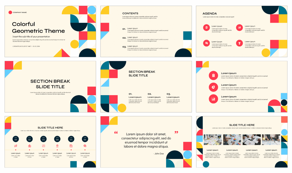 Colorful Geometric Theme Google Slides PowerPoint Templates