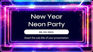 New Year Neon Party Google Slides Theme PowerPoint Templates