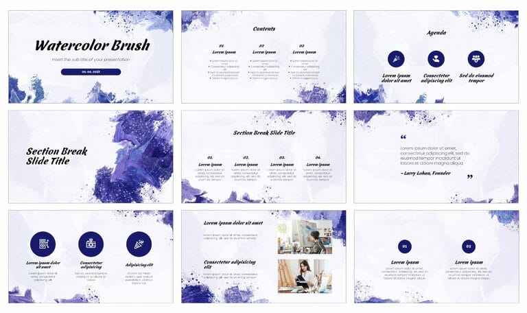 Watercolor Brush Google Slides Themes PowerPoint Templates