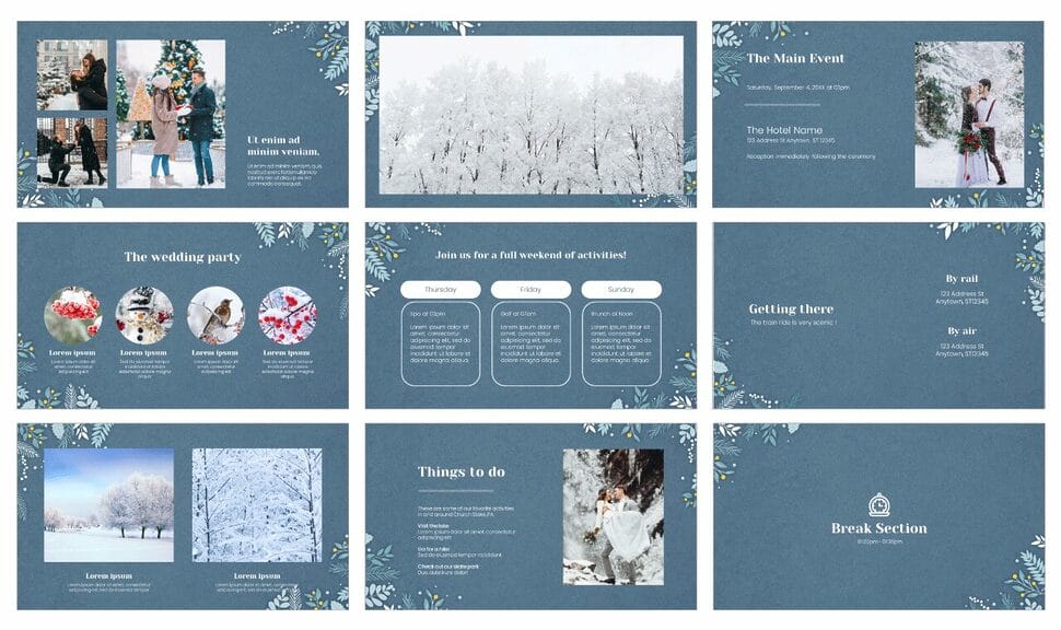 Winter Wedding Invitation Free Google Slides PowerPoint Template