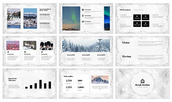 Winter Silver Glitter Google Slides Themes PowerPoint Templates