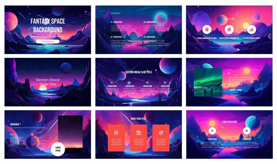 Fantasy Space Background Google Slides PowerPoint Templates