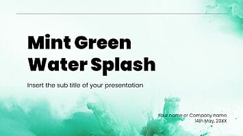 Mint Green Water Splash Free Google Slides PowerPoint Template