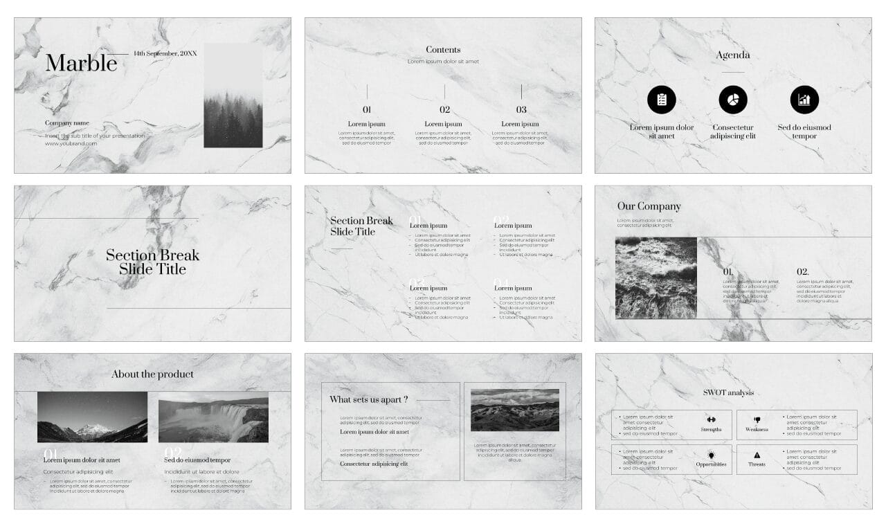Minimal Marble Google Slides Themes PowerPoint Templates