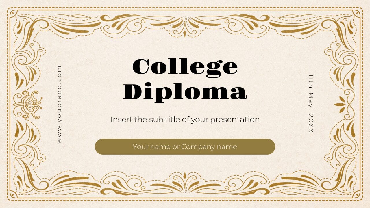 College Diploma Free Google Slides Theme PowerPoint Templates, image size:1280x720