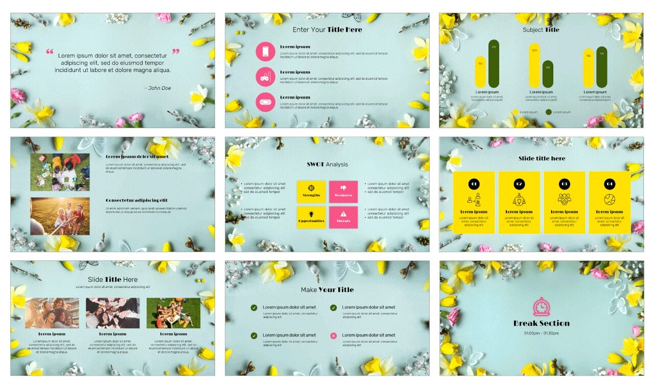 Spring Flower Pattern Google Slides Themes PowerPoint Templates