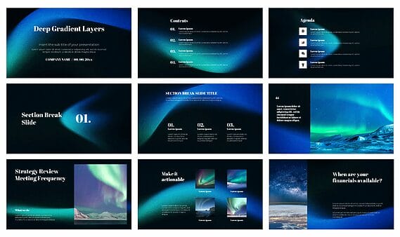 Google Gradient Background Deep Gradient Layers Google Slides Theme PowerPoint Templates