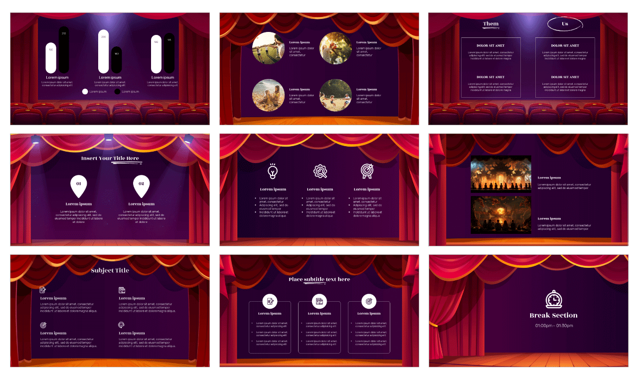 School Theater Play Google Slides Theme PowerPoint Templates