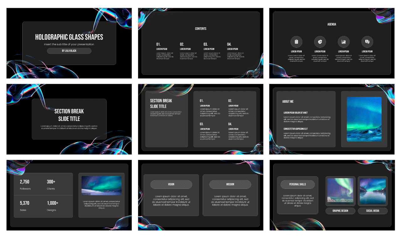 Holographic Glass Free Google Slides Themes PowerPoint Templates