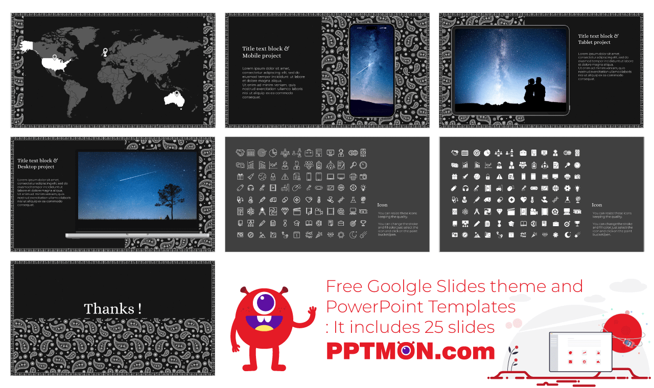 Bandana Pattern Google Slides Theme PowerPoint Templates