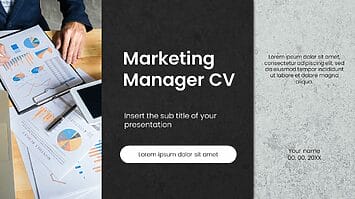 Marketing Manager CV Google Slides Theme PowerPoint Template
