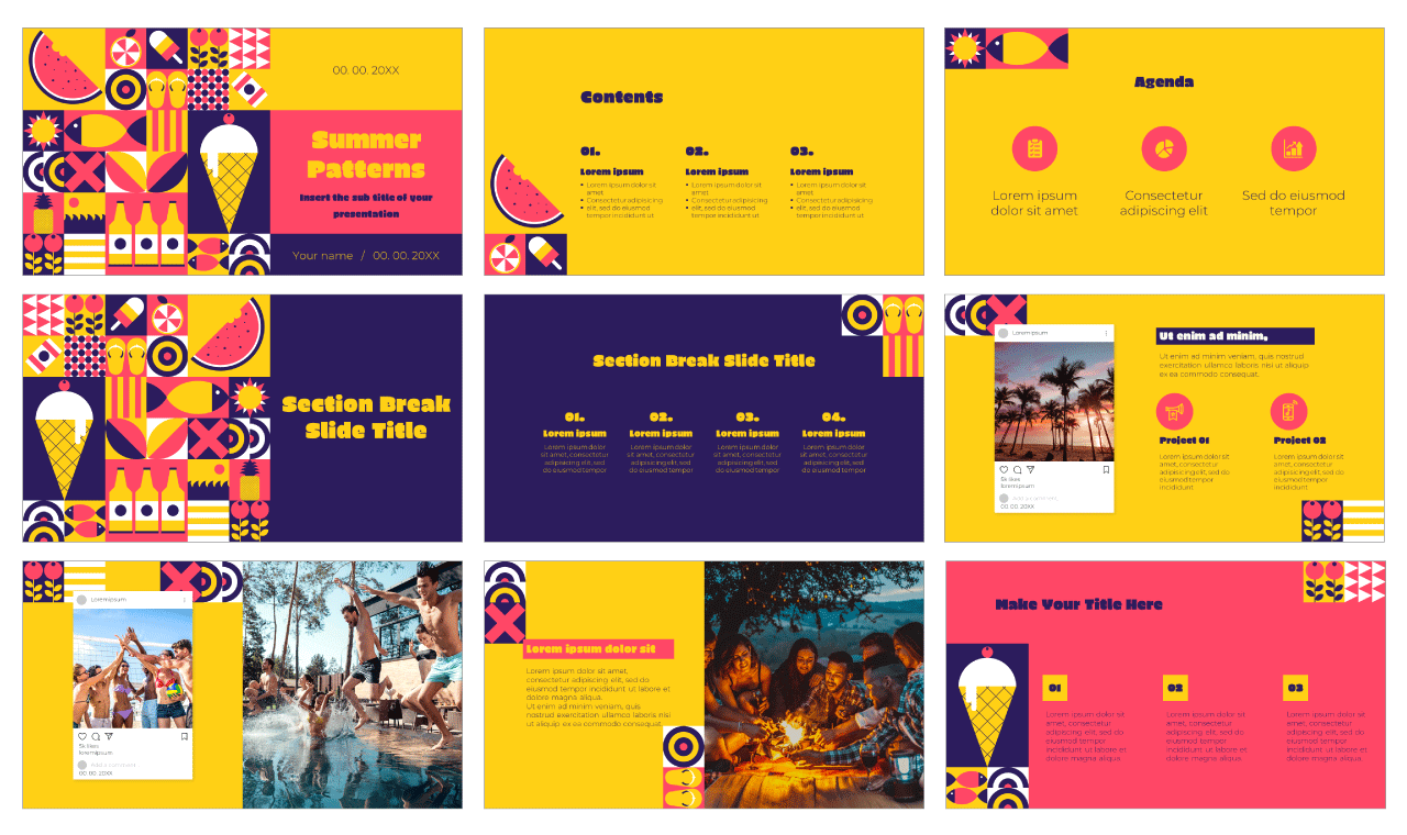 Summer Patterns Free Google Slides Theme PowerPoint Templates