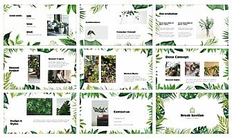 Tropical Green Leaves Google Slides Theme PowerPoint Template