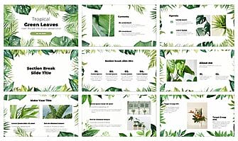 Tropical Green Leaves Google Slides Theme PowerPoint Template