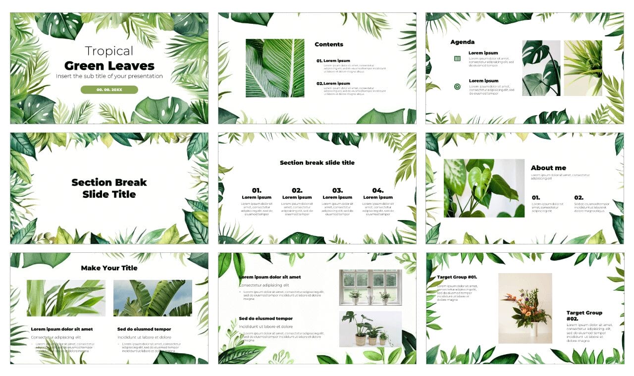 Tropical Leaves Free Google Slides Themes PowerPoint Templates