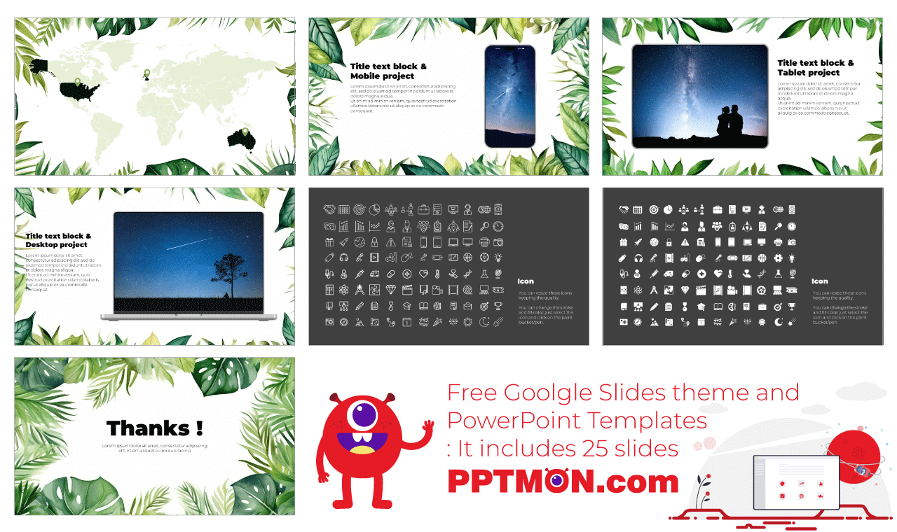 Tropical Leaves Google Slides Themes PowerPoint Templates