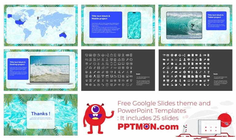 Pool Time Powerpoint Summer Swimming Pool Google Slides PowerPoint Templates