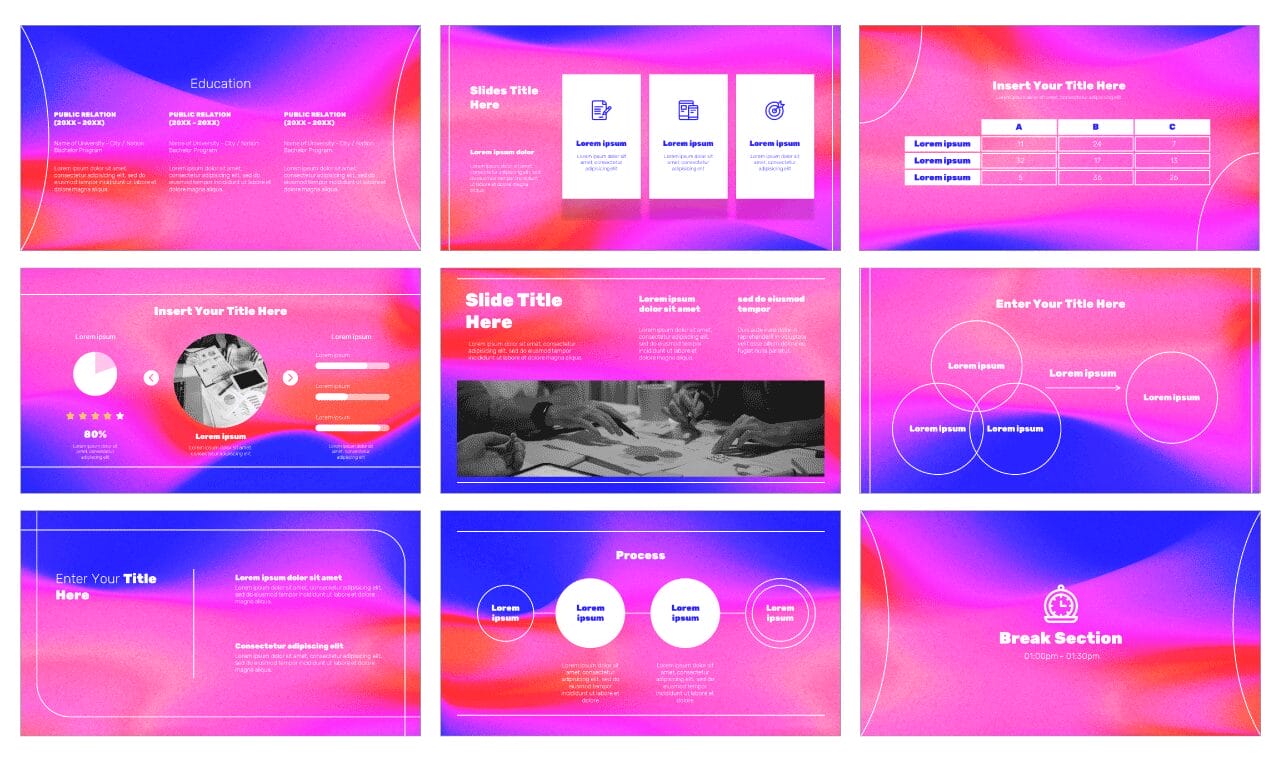 Vibrant Gradient Free Google Slides Themes PowerPoint Templates