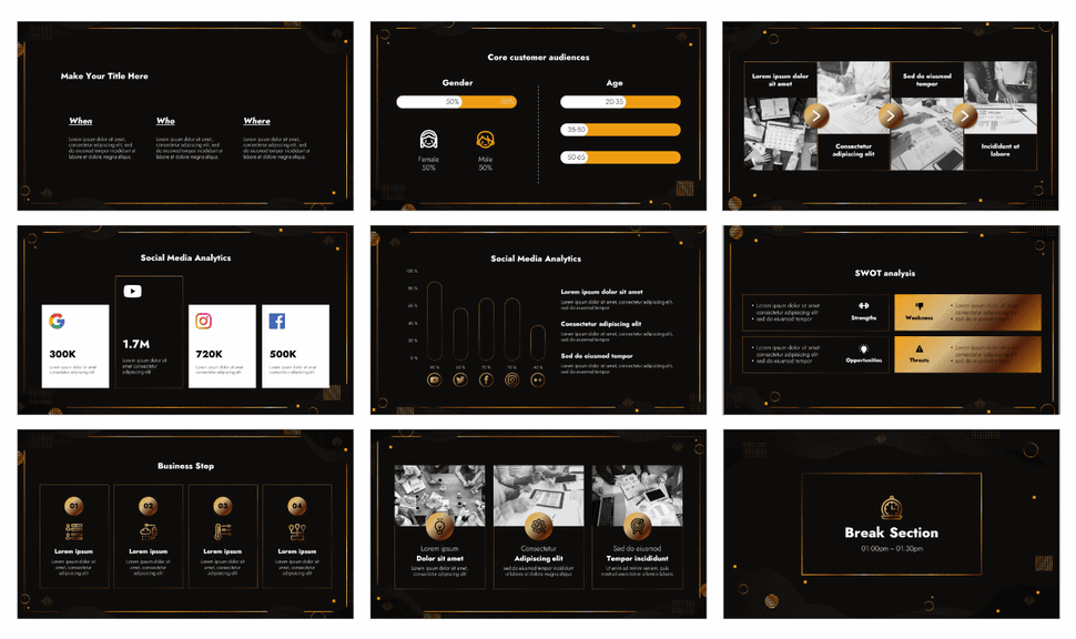 Black Wave Pitch Deck Google Slides Theme PowerPoint Template