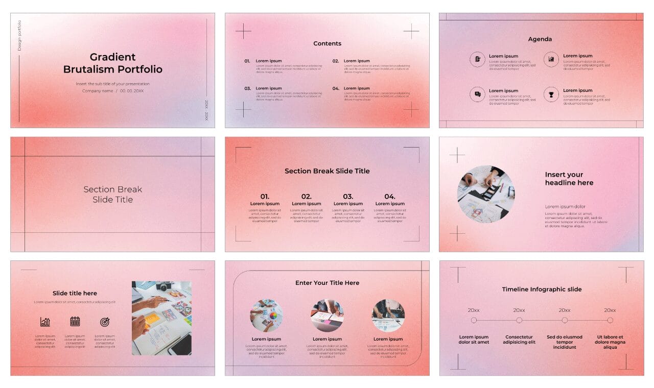 Gradient Brutalism CV Free Google Slides Themes PowerPoint Templates