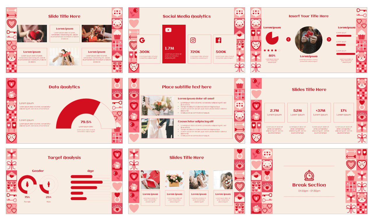 Lovely Hearts Event Google Slides Thmes PowerPoint Templates