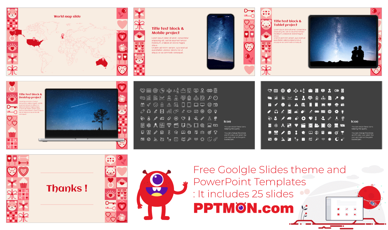 Lovely Hearts Pattern Google Slides Thmes PowerPoint Templates