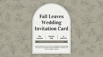 Fall Leaves Wedding Invitation Card Google Slides PPT Templates